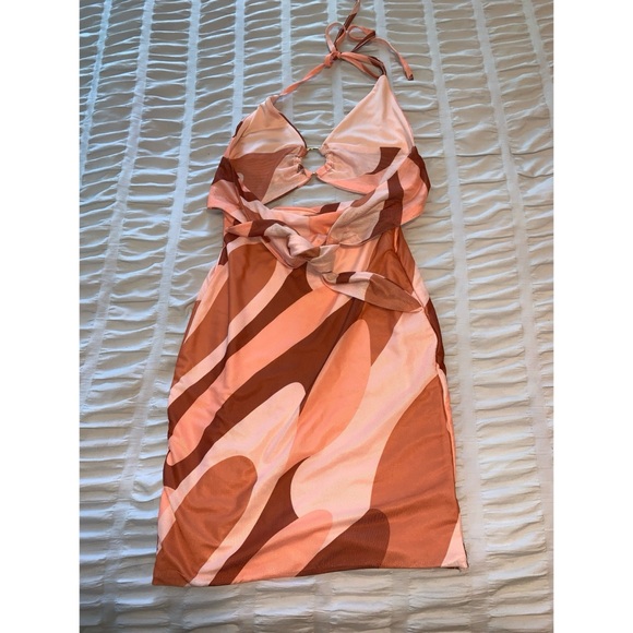 Princess Polly Size 2 BENNIE MINI DRESS BROWN PINK MULTI - Picture 4 of 7